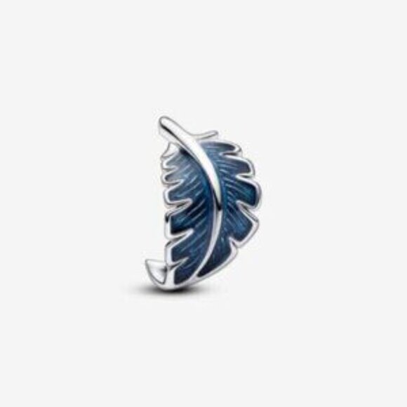 Pandora Blue Curved Feather Charm - Picture 2 of 3